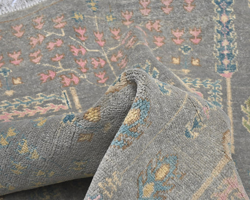 3x4 Gray Kuba Afghan Hand Knotted Wool Area Rug